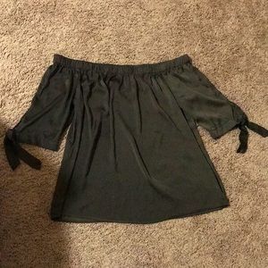 H&M Military Green Off The Shoulder Blouse